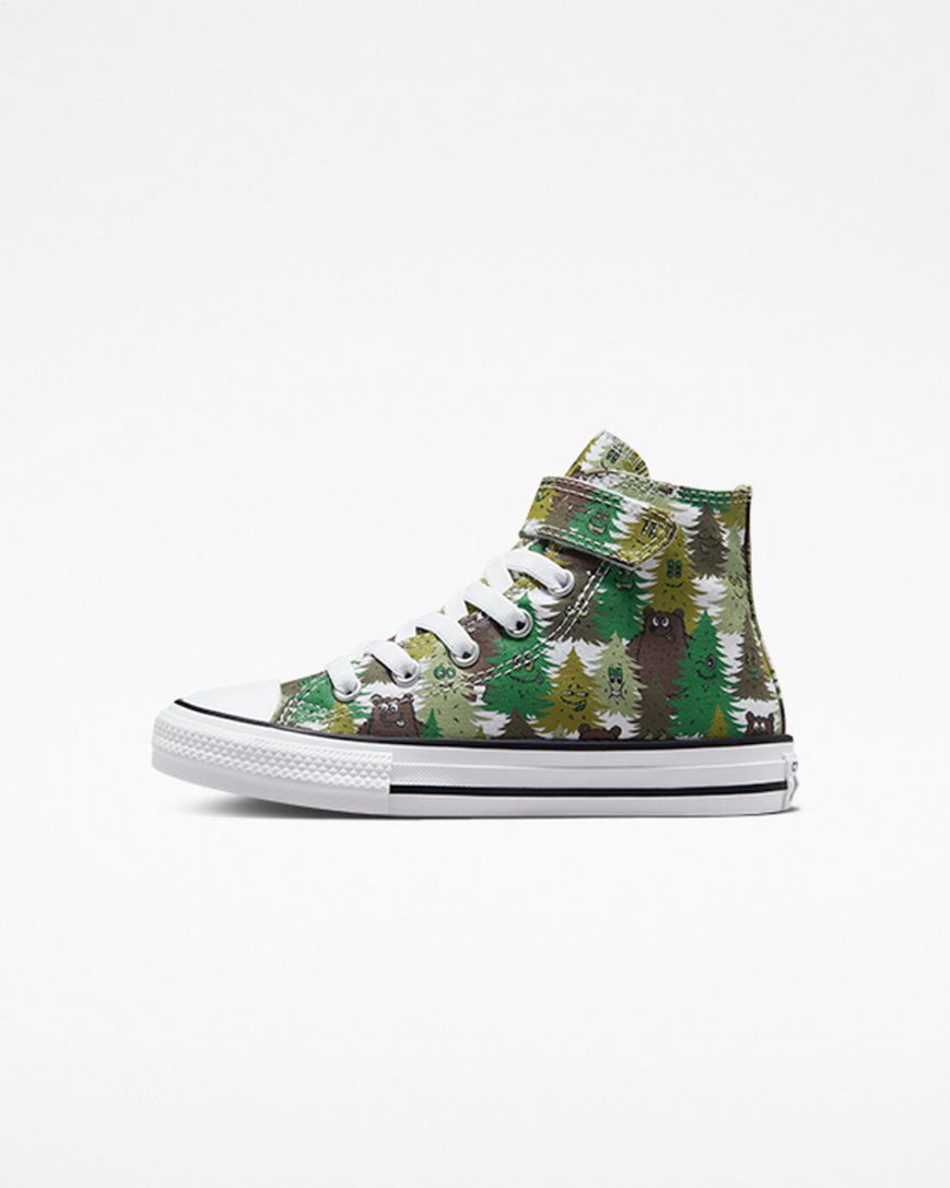 Boys' Converse Chuck Taylor All Star Easy-On Forest Camo High Top Shoes White / Green | AU 5C08EX